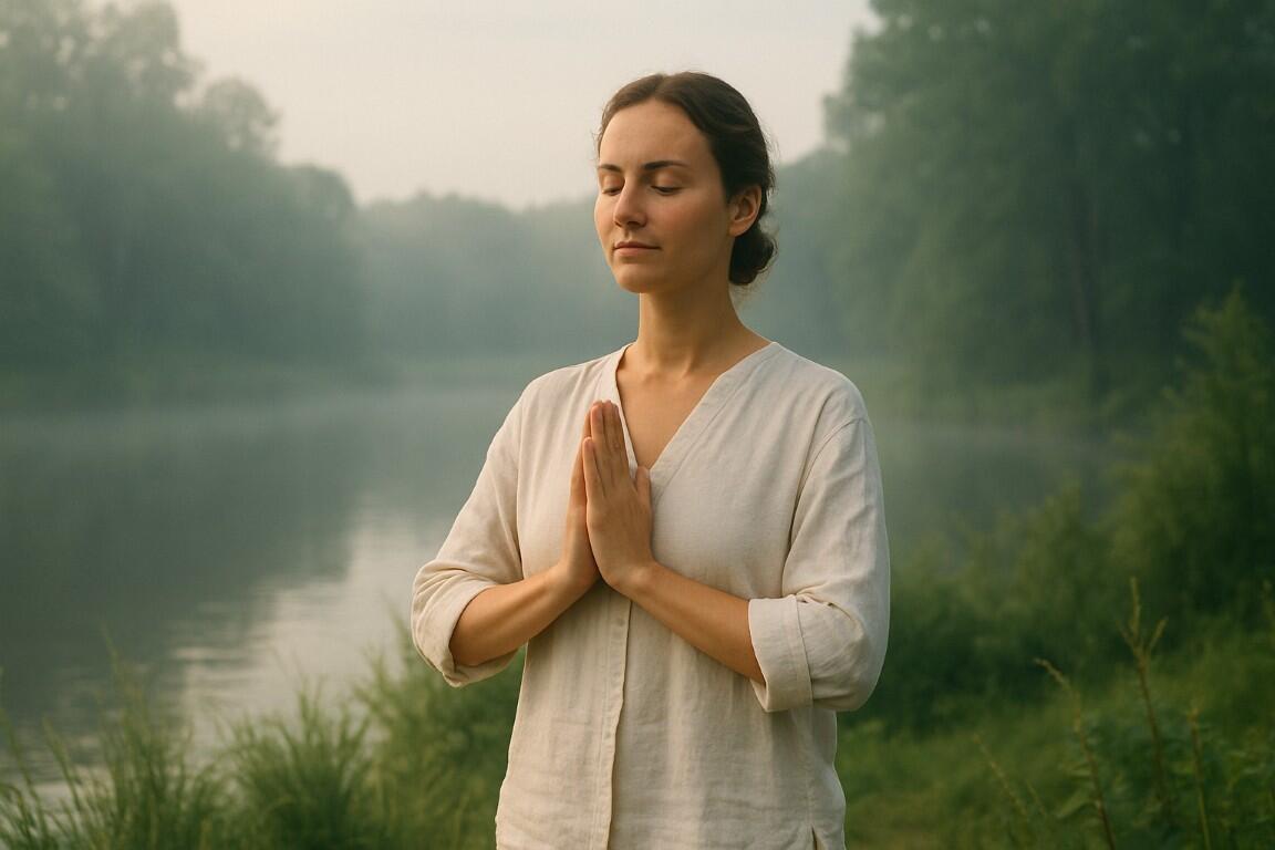 Person in meditativer Haltung